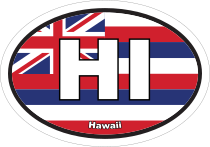 Hawaii Hi State Flag Oval Sticker