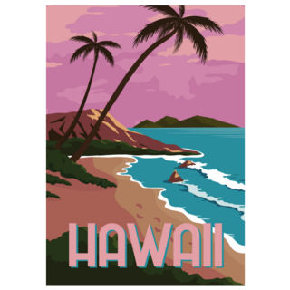 Hawaii Illustration Travel Sticker