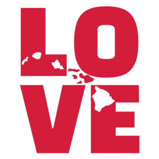 Hawaii Love With Map Sticker