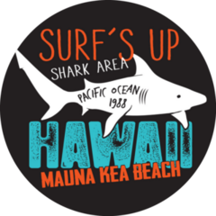 Hawaii Mauna Kea Beach Surf Shark Illustration Sticker