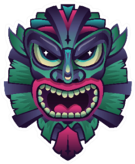 Hawaii Style Colorful Screaming Tiki Mask Sticker
