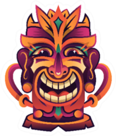 Hawaii Style Happy Tiki Mask Sticker