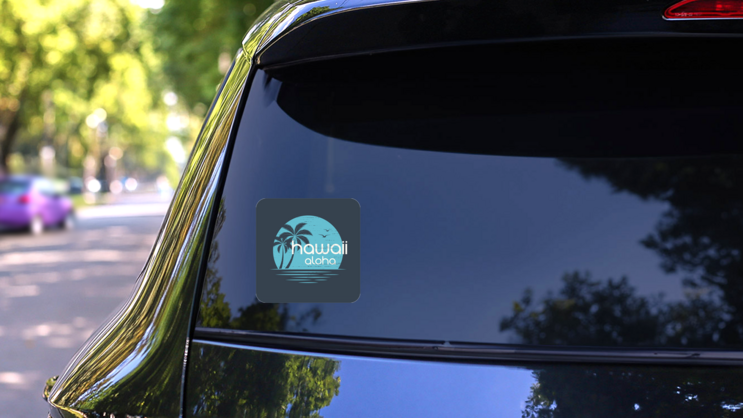 Hawaii Sunset Sticker on a Rear Car Window (New) example