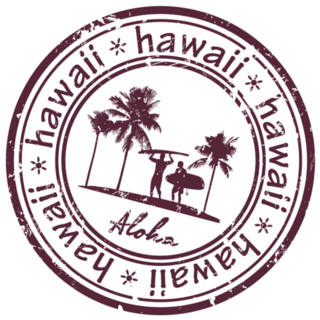 Hawaii Theme Stamp Burgundy Sticker
