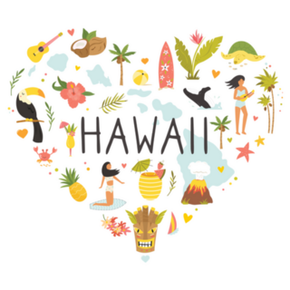 Hawaii Tourist Poster In Heart Shape Sticker 