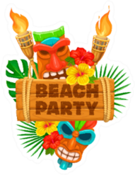 Hawaiian Beach Party Tiki Sticker