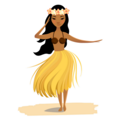 Hawaiian Girl Dancing Hula Cartoon Sticker