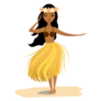 Hawaiian Girl Dancing Hula Cartoon Sticker