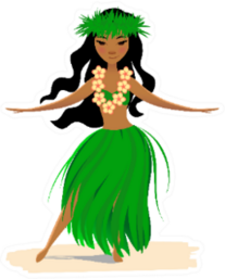 Hawaiian Girl Dancing Hula Illustration Sticker