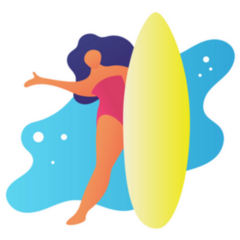 Hawaiian Girl Holding Surfboard Shaka Sticker