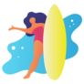Hawaiian Girl Holding Surfboard Shaka Sticker