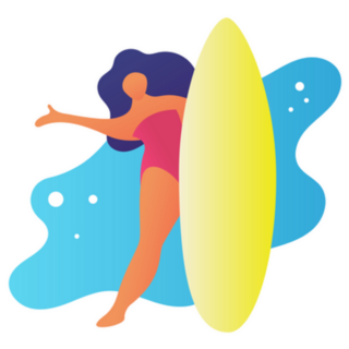 Hawaiian Girl Holding Surfboard Shaka Sticker
