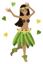 Hawaiian Girl Hula Dancer In Pose Sticker