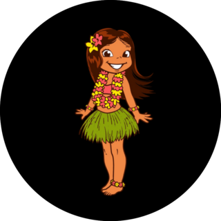 Hawaiian Girl Isolated On Black Background Sticker