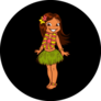 Hawaiian Girl Isolated On Black Background Sticker