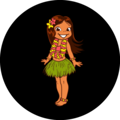 Hawaiian Girl Isolated On Black Background Sticker
