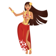 Hawaiian Girl Red Hula Dancer Outfit Sticker
