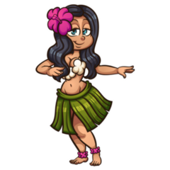 Hawaiian Hula Dancer Girl Cartoon Sticker