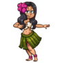 Hawaiian Hula Dancer Girl Cartoon Sticker