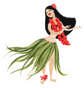 Hawaiian Hula Dancer Girl In Red Sticker