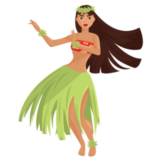 Hawaiian Hula Dancer Hair Swaying Sticker