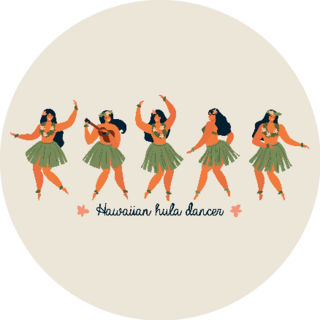 Hawaiian Hula Dancers Young Pretty Woman Sticker