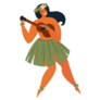 Hawaiian Hula Girl Playing Ukulele Sticker 