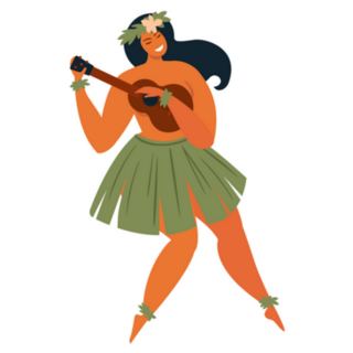 Hawaiian Hula Girl Playing Ukulele Sticker 