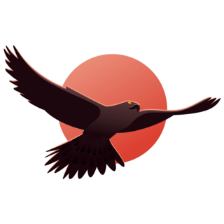 Hawk On Red Sun Sticker