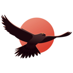 Hawk On Red Sun Sticker