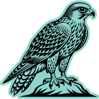 Hawk Perched Blue Sticker