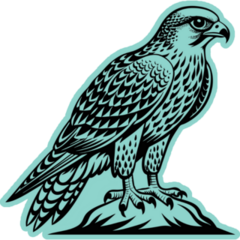 Hawk Perched Blue Sticker