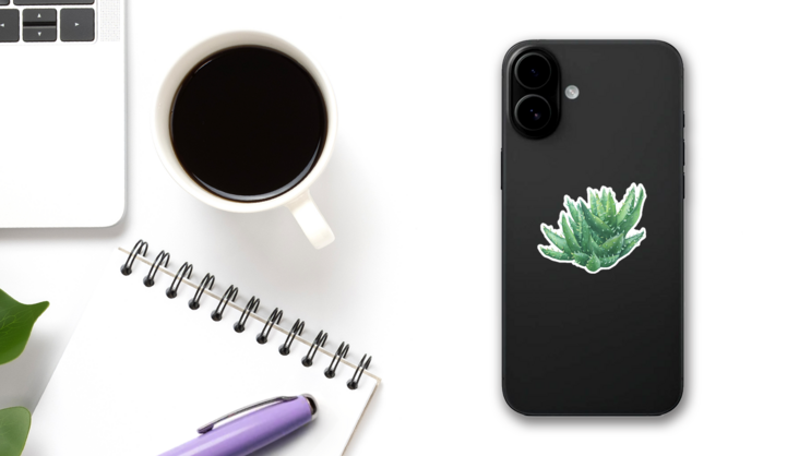 Haworthia Limifolia Cactus Sticker on a Phone (New) example