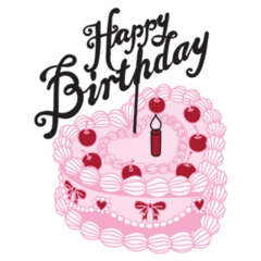 Hbd Cherry Cake Sticker