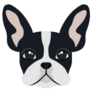 Head French Bulldog Black Sticker