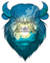 Head Of A Buffalo With A Night Forest Landscape Sticker