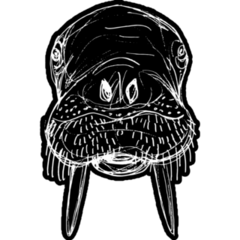 Head Of A Walrus On Black Sticker