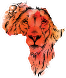 Head Of Lion In Map Of Africa Sticker