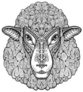 Head Sheep Illustration With Floral Elements Sticker