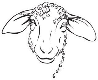 Head Sheep, Stylized Black And White Sticker