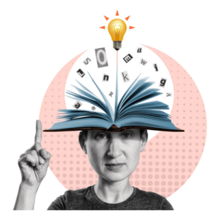 Head With An Open Book And Light Bulb Sticker