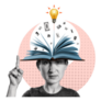 Head With An Open Book And Light Bulb Sticker
