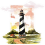 Headland Lighthouse With Diagonal Stripes Painted Sticker