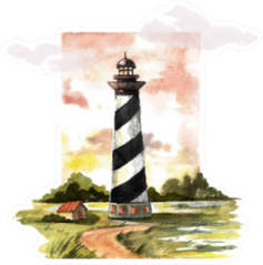 Headland Lighthouse With Diagonal Stripes Painted Sticker