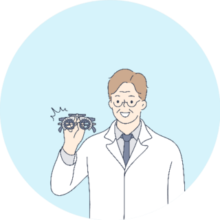 Health, Care, Medicine, Optometrist Illustration On Blue Sticker