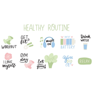 Healthy Daily Routine Sticker Sheet 
