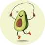 Healthy Jump Roping Avocado Sticker