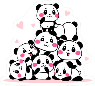 Heap Of Cartoon Pandas Stickers