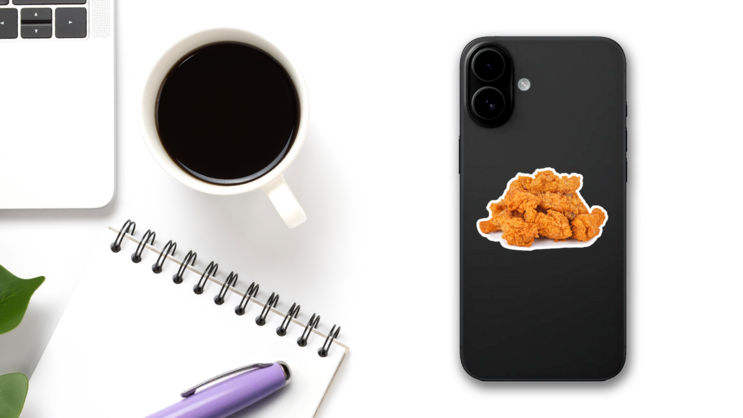 Heap Of Fried Spicy Chicken Sticker on a Phone (New) example