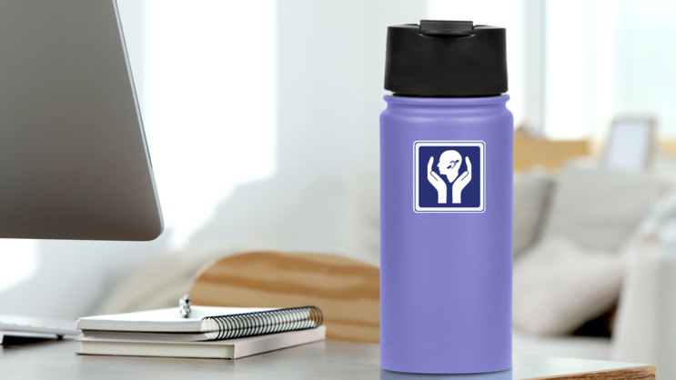 Hearing Impairment Care Sign Sticker on a Water Bottle (New) example